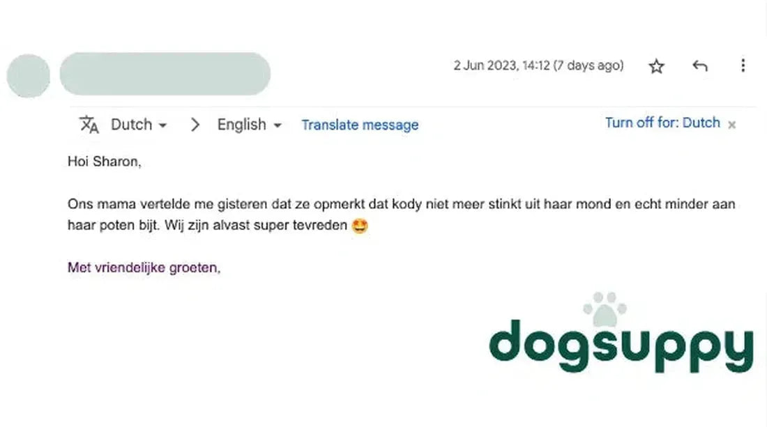 Hond Kody stinkt niet meer uit haar mond en bijt echt minder in haar poten
