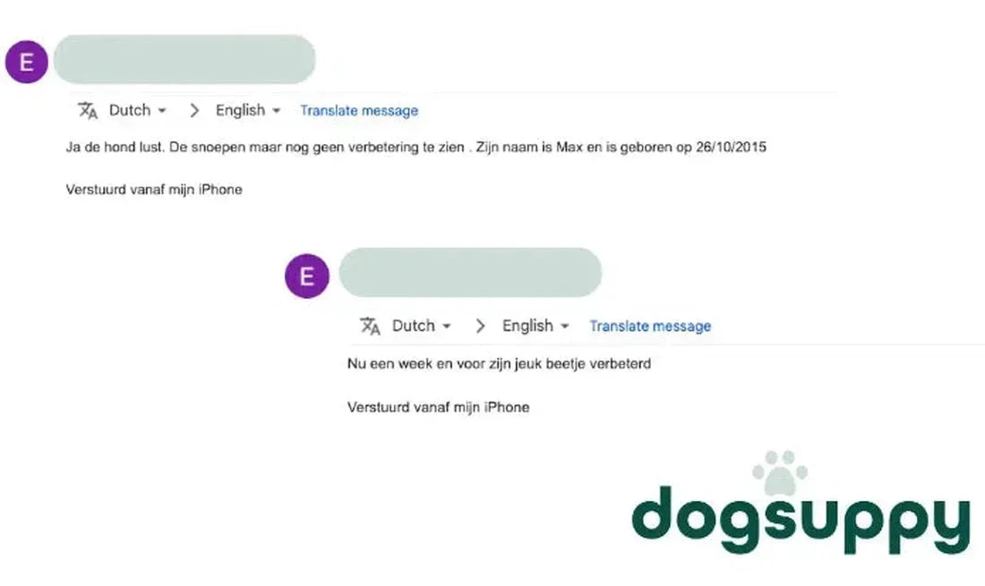 Hond Max jeuk verbetering na een week