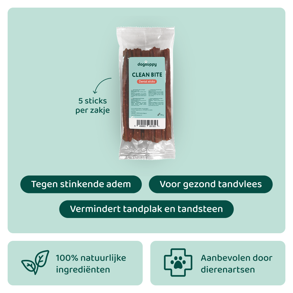 Clean Bite Dental Sticks 🌿 5 Sticks per zakje