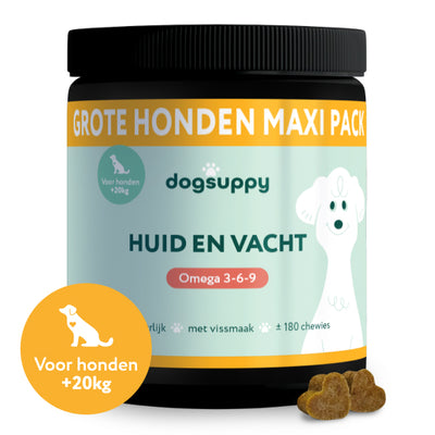 Maxi-Pack | Huid & Vacht met Omega 3-6-9 | 100% Natuurlijk | 180 Snoepjes