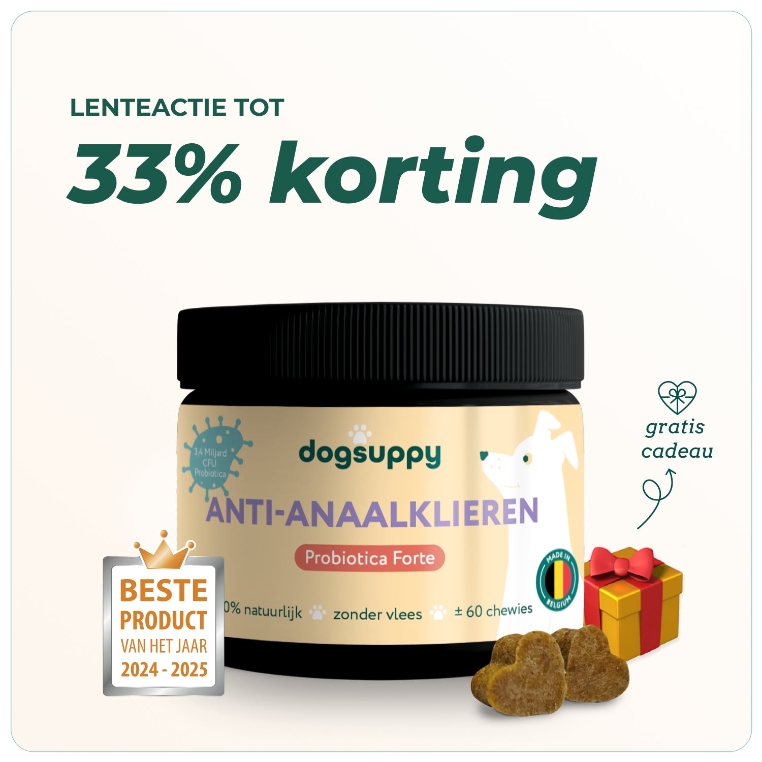 Anaalklieren | Probiotica Forte | 100% natuurlijk | 60 snoepjes