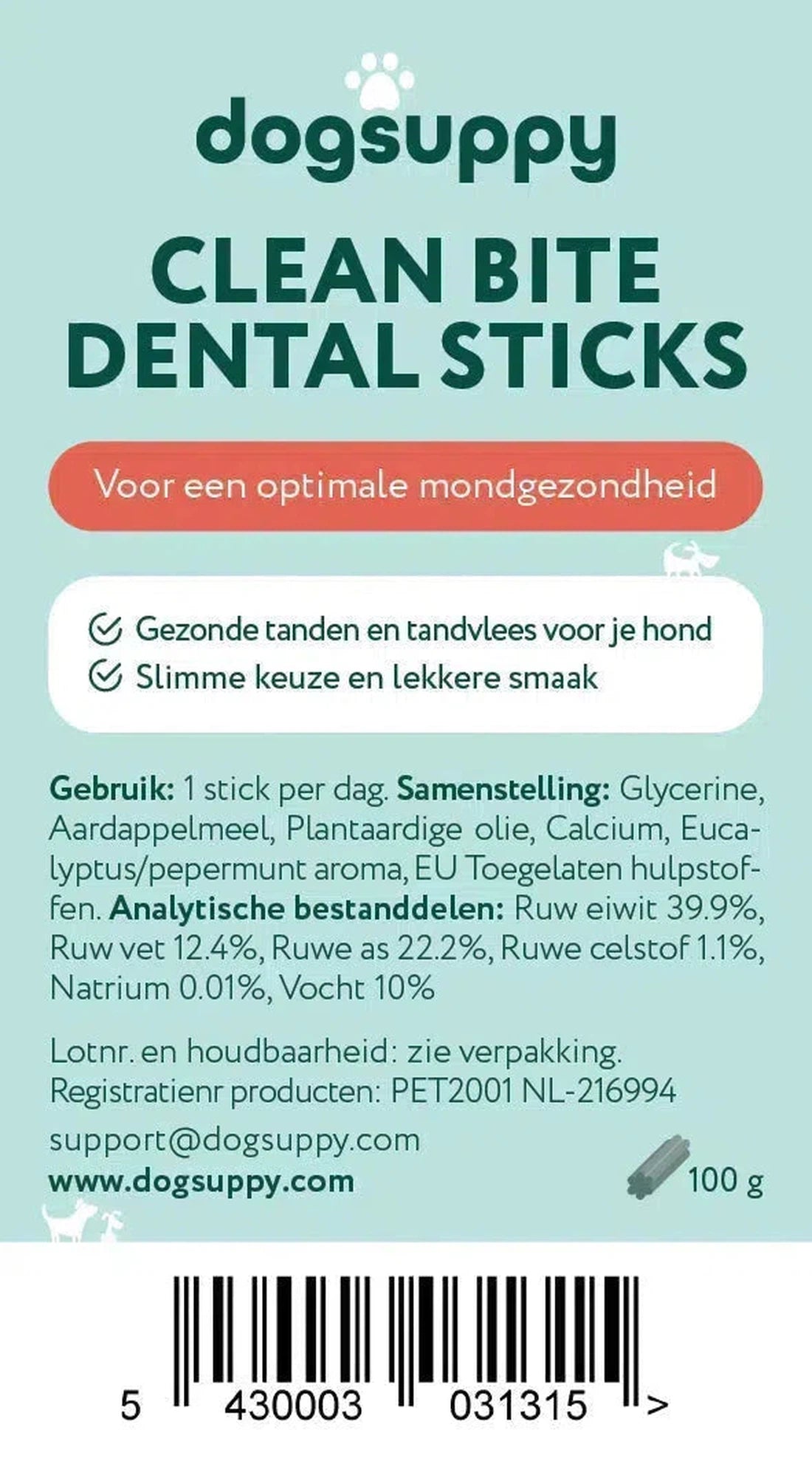 Schone tanden en verwijderen van tandplak | Clean Bite Premium Sticks | 5 Sticks per zakje abonnement