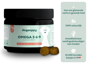 OMEGA 3-6-9 supplement - Huid & Vacht | Gezonde huid en glanzende vacht voor honden  | 60 snoepjes